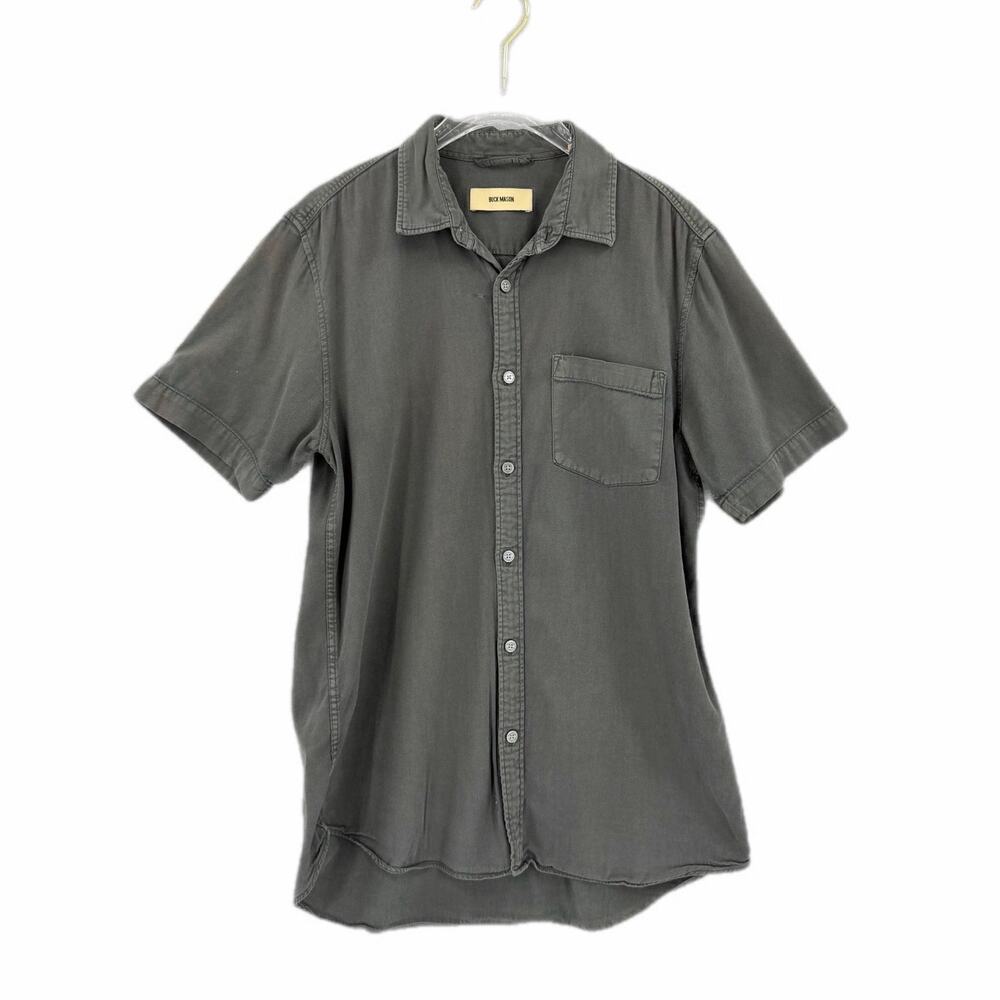 Buck Mason Men's M Gray Button Up Short Sleeve Comfort Basic Simple Casual Shirt